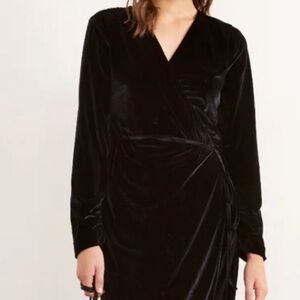 Apostrophe Knee Length Velvet Wrap Dress